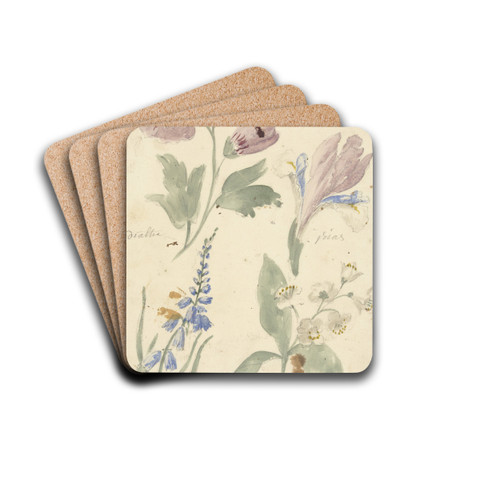 Studies van bloemen waaronder een iris by Elias van Nijmegen Drink Coasters - set of 4 Studies van bloemen waaronder een iris by Elias van Nijmegen Drink Coasters - set of 4