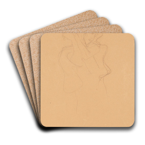 Bekleidete Figur nach rechts (Dressed Figure to the Right) by Gustav Klimt Art Drink Coaster set