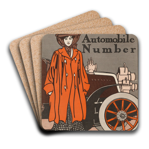 Collier's automobile number by Edward Penfield Art Drink Coaster set Collier's automobile number by Edward Penfield Art Drink Coaster set