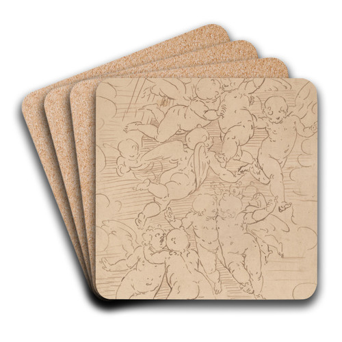 A Group of Angels in Glory by Italian 17th Century Art Drink Coaster set