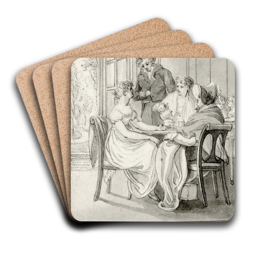 Aan het ontbijt: 'Schoon het eerst..' by Reinier Vinkeles Art Drink Coaster set