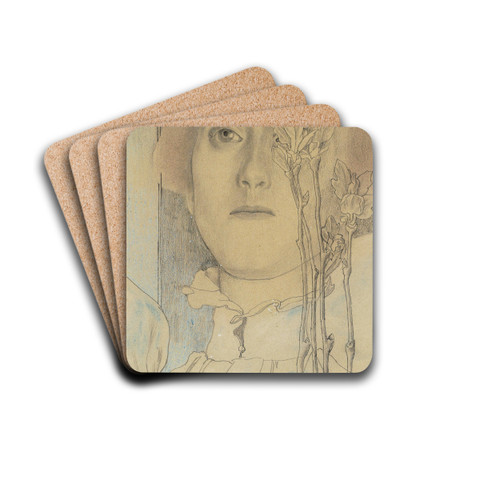 Portret van een onbekende vrouw by Jan Toorop Drink Coasters - set of 4