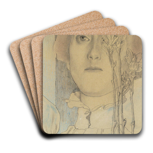 Portret van een onbekende vrouw by Jan Toorop Art Drink Coaster set