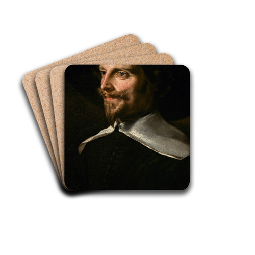 Portrait of a Man in a Hat by Abraham de Vries Drink Coasters - set of 4 Portrait of a Man in a Hat by Abraham de Vries Drink Coasters - set of 4