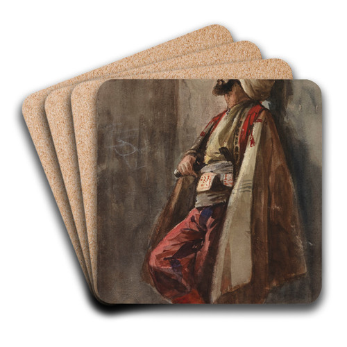 A Man In An Oriental Costume by Adolf Von Becker Art Drink Coaster set