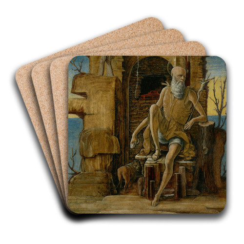 Saint Jerome in the Wilderness by Ercole de'Roberti Art Drink Coaster set