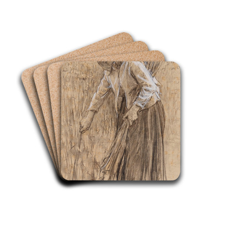 Ramasseuse d'illettes by Jules Breton Drink Coasters - set of 4