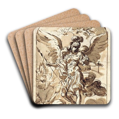 The Archangel Michael by Girolamo Troppa Art Drink Coaster set
