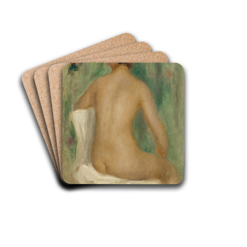 Nu Assis, De Dos by Pierre-Auguste Renoir Drink Coasters - set of 4