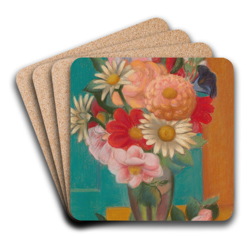 Flowers in a Vase by Mark Gertler Art Drink Coaster set Flowers in a Vase by Mark Gertler Art Drink Coaster set