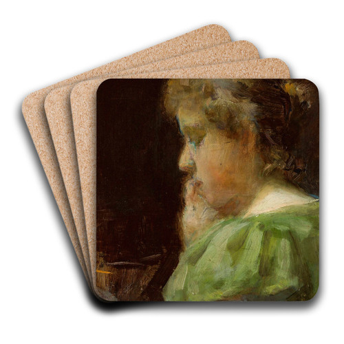 Portrait of a woman by Wadysaw lewiski Art Drink Coaster set