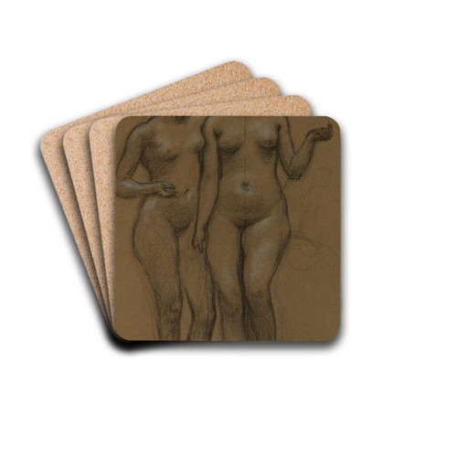 Deux femmes nues debout, de face by Pierre Puvis de Chavannes Drink Coasters - set of 4