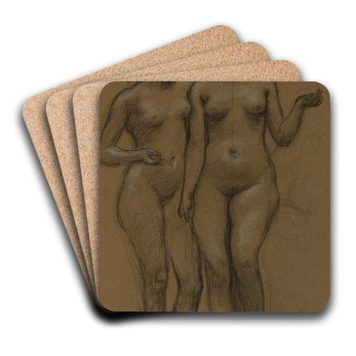 Deux femmes nues debout, de face by Pierre Puvis de Chavannes Art Drink Coaster set