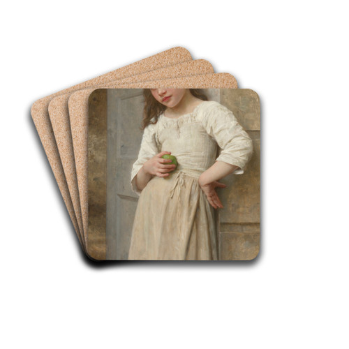 Yvonne Sur Le Pas De La Porte by William Bouguereau Drink Coasters - set of 4