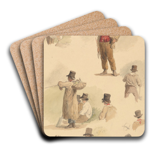A Woodcutter and Other Studies by Robert Hills Art Drink Coaster set