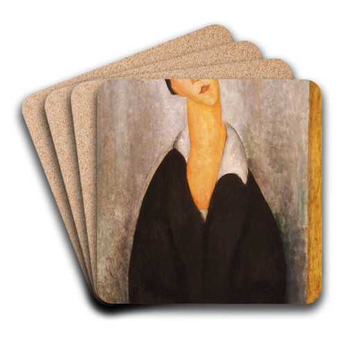 Portrait Of A Polish Woman by Amedeo Modigliani Art Drink Coaster set Portrait Of A Polish Woman by Amedeo Modigliani Art Drink Coaster set