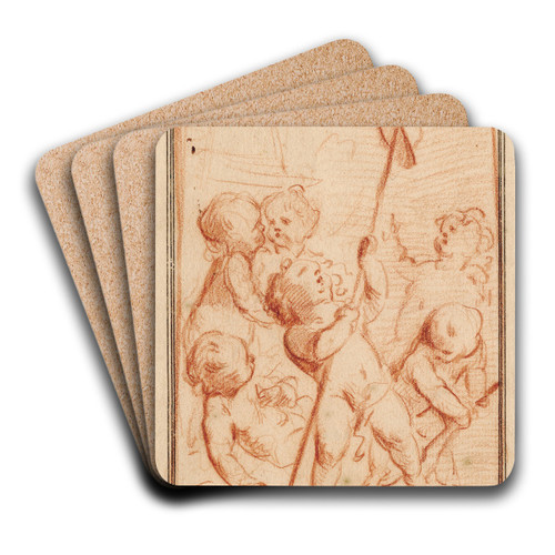 Vrijheid, putti met vrijheidshoed by Jacob de Wit Art Drink Coaster set