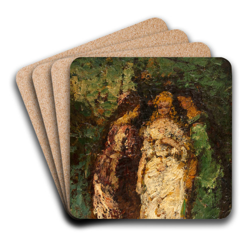 Trois femmes sous les arbres by Adolphe Monticelli Art Drink Coaster set