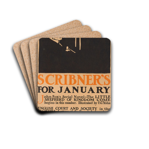 Scribner's for January by Edward Penfield Drink Coasters - set of 4 Scribner's for January by Edward Penfield Drink Coasters - set of 4