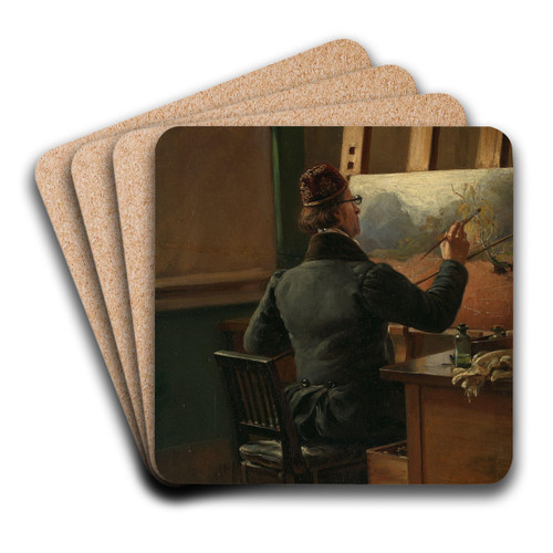 The Painter J.C. Dahl at his Easel by Siegwald Dahl Art Drink Coaster set