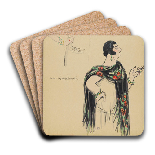 une dsenchante by Georges Goursat (Sem) Art Drink Coaster set