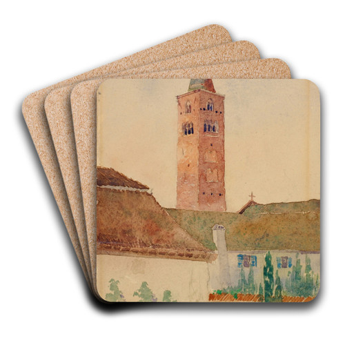 Church Tower, Italy by Cass Gilbert Art Drink Coaster set