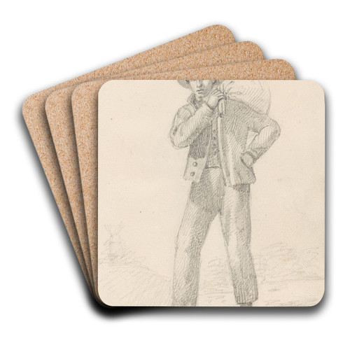 Mann med sekk p skulderen by Adolph Tidemand Art Drink Coaster set