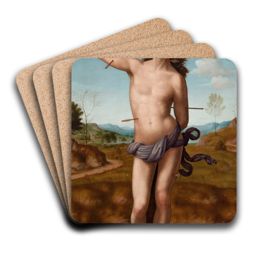 Saint Sebastian by Giuliano Bugiardini Art Drink Coaster set