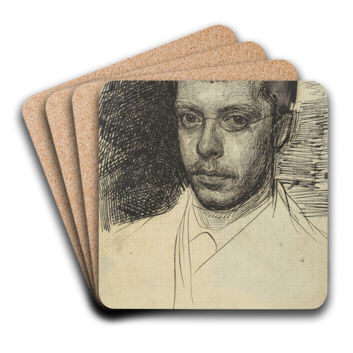 Portret van Ch. M. van Deventer by Jan Veth Art Drink Coaster set Portret van Ch. M. van Deventer by Jan Veth Art Drink Coaster set