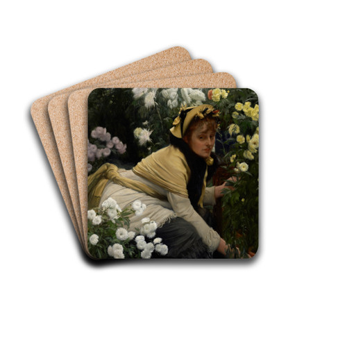Chrysanthemums by James Tissot Drink Coasters - set of 4