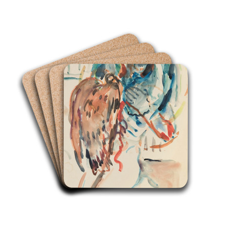 Kunstneren og hans syke ye. Knelende kvinnelig akt med rn by Edvard Munch Drink Coasters - set of 4