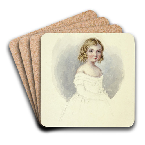 Portrait of Young Girl with Shoulderless Gown by Elizabeth Murray Art Drink Coaster set