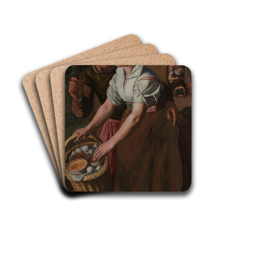 The Egg Girl by Pieter Aertsen Drink Coasters - set of 4 The Egg Girl by Pieter Aertsen Drink Coasters - set of 4