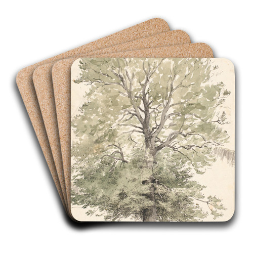Et stort bgetr med grnt lv by P. C. Skovgaard Art Drink Coaster set