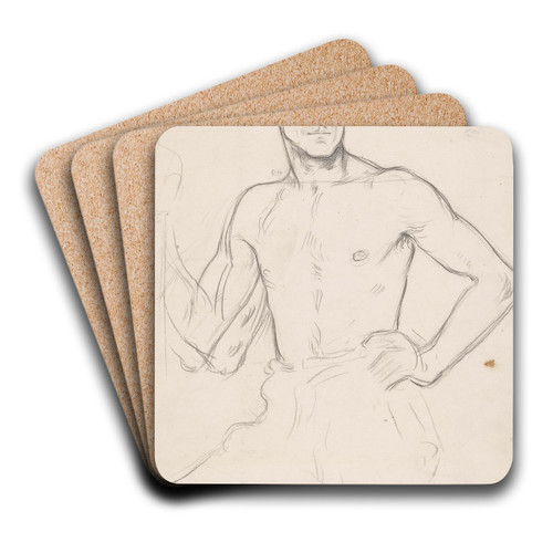 Wijdbeens staande man met ontbloot bovenlichaam 2 by Richard Nicolas Roland Holst Art Drink Coaster set