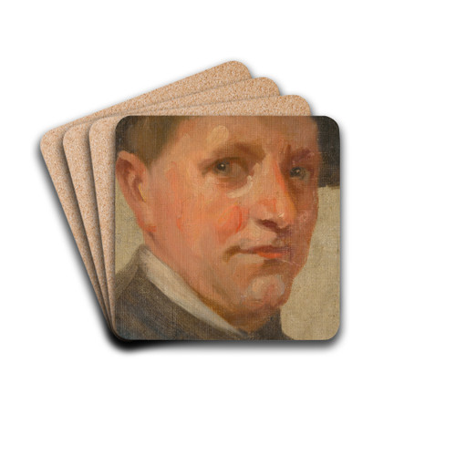 Head Study of a Man by udovt Pitthordt Drink Coasters - set of 4