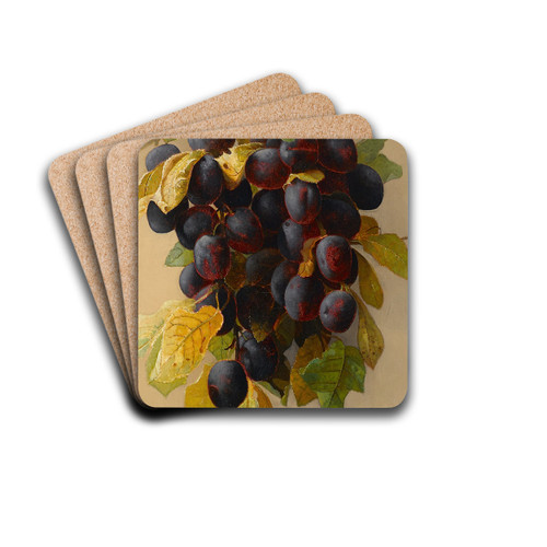 A still life with plums by Edwin Deakin Drink Coasters - set of 4