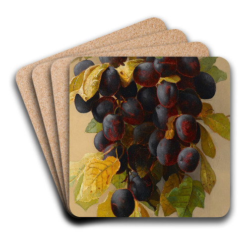 A still life with plums by Edwin Deakin Art Drink Coaster set