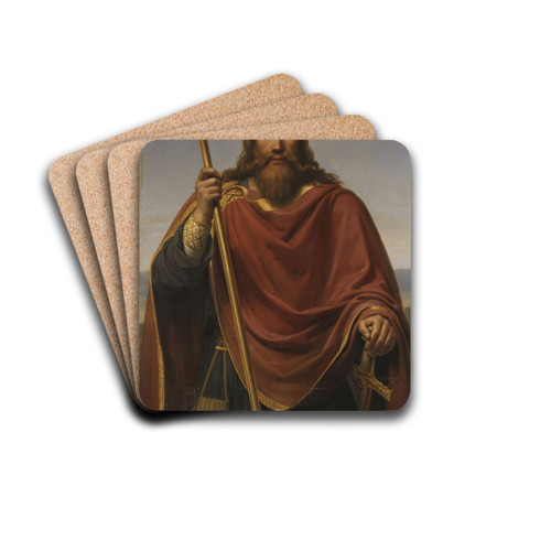 Clovis, roi des Francs (Clovis, King of the Franks) by Franois-Louis Dejuinne Drink Coasters - set of 4 Clovis, roi des Francs (Clovis, King of the Franks) by Franois-Louis Dejuinne Drink Coasters - set of 4