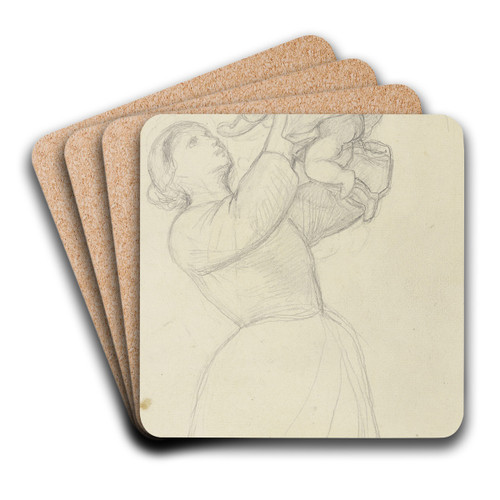 Auf dem Boden sitzende Mutter im verlorenen Profil, mit Kind by Jakob Becker Art Drink Coaster set Auf dem Boden sitzende Mutter im verlorenen Profil, mit Kind by Jakob Becker Art Drink Coaster set