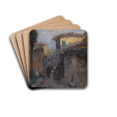 Sdliche Dorfstrae by Leontine von Littrow Drink Coasters - set of 4 Sdliche Dorfstrae by Leontine von Littrow Drink Coasters - set of 4