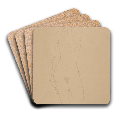 Stehender Mdchenakt von vorne by Gustav Klimt Art Drink Coaster set