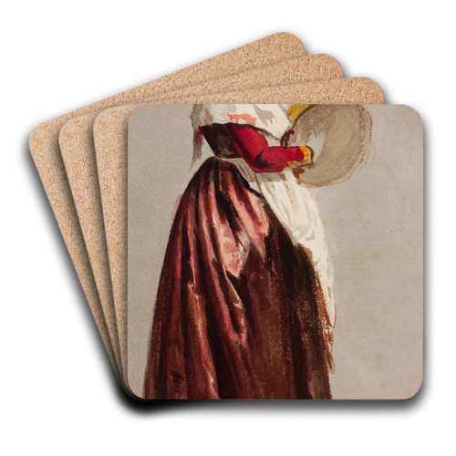 Italian Woman with a Tambourine by Julie Wilhelmine Hagen-Schwarz Art Drink Coaster set