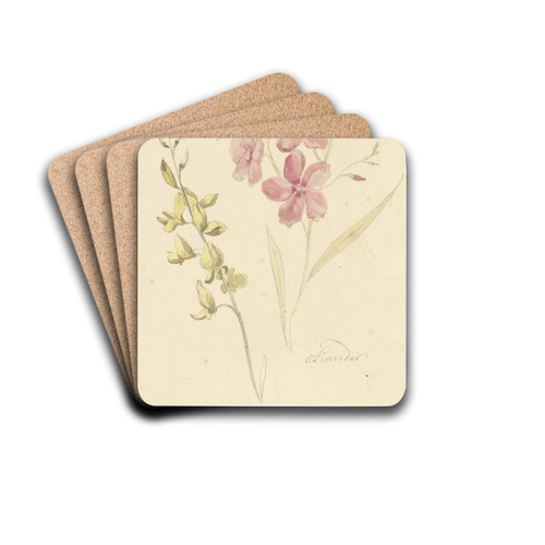 Oleander en brem by Elias van Nijmegen Drink Coasters - set of 4 Oleander en brem by Elias van Nijmegen Drink Coasters - set of 4