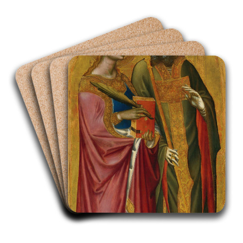 Saint Catherine And A Bishop Saint by Angelo Puccinelli Art Drink Coaster set