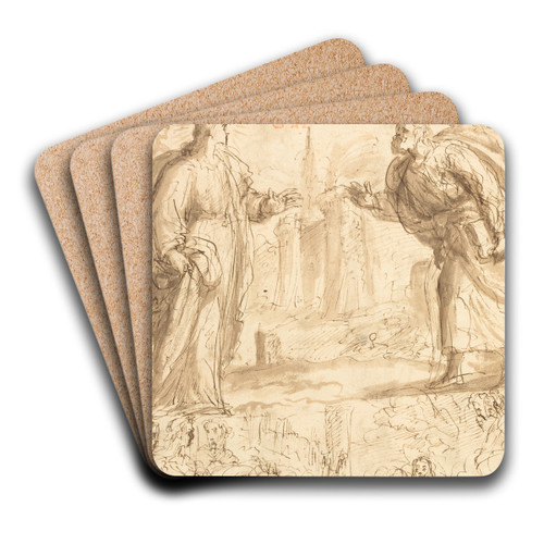 Crucifixion of Saint Peter by Giulio Cesare Procaccini Art Drink Coaster set