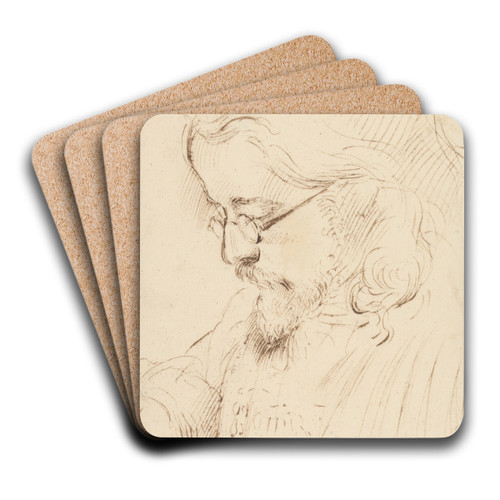 Portrait of Samuel Palmer, Head and Shoulders by George Richmond Art Drink Coaster set