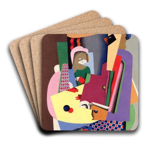 The piano lesson by Georges Valmier Art Drink Coaster set The piano lesson by Georges Valmier Art Drink Coaster set