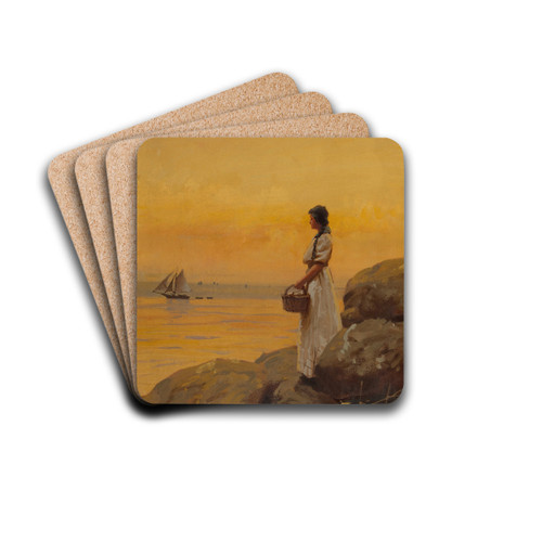 Gazing Out to Sea by William Gilbert Gaul Drink Coasters - set of 4