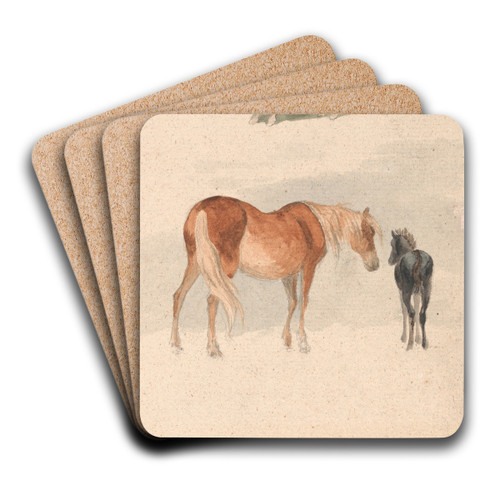 Two Studies; a Foal, and a Mare and Foal by Robert Hills Art Drink Coaster set